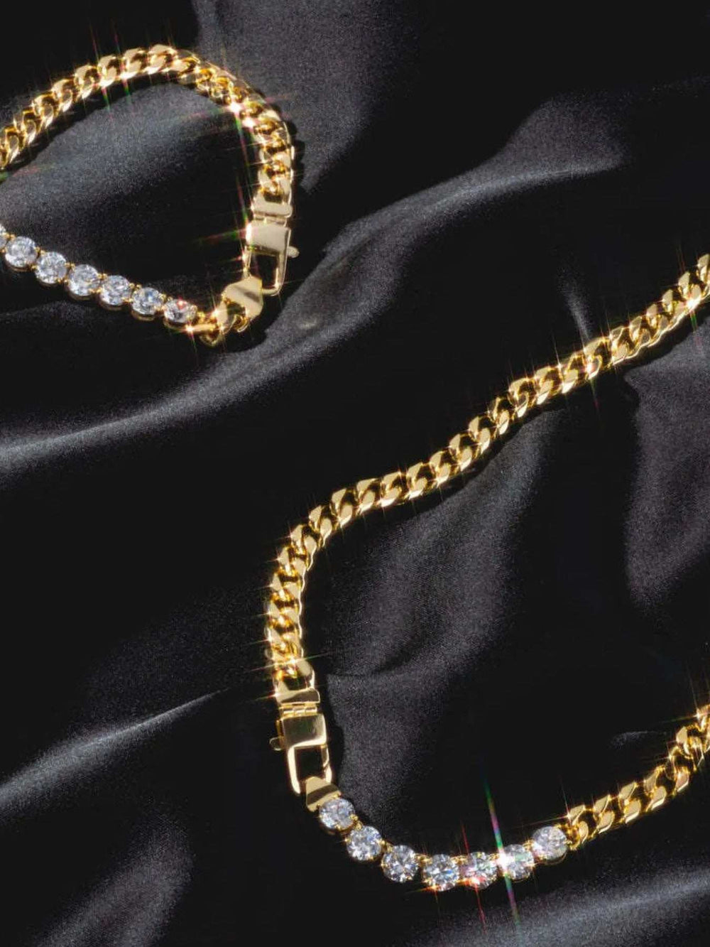 18K Gold-Plated Zircon Necklace and Bracelet Jewelry Set - Trendsi - Flyclothing LLC