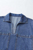 Short Sleeve Collared Patched Pocket Denim Mini Dress - Trendsi - Flyclothing LLC