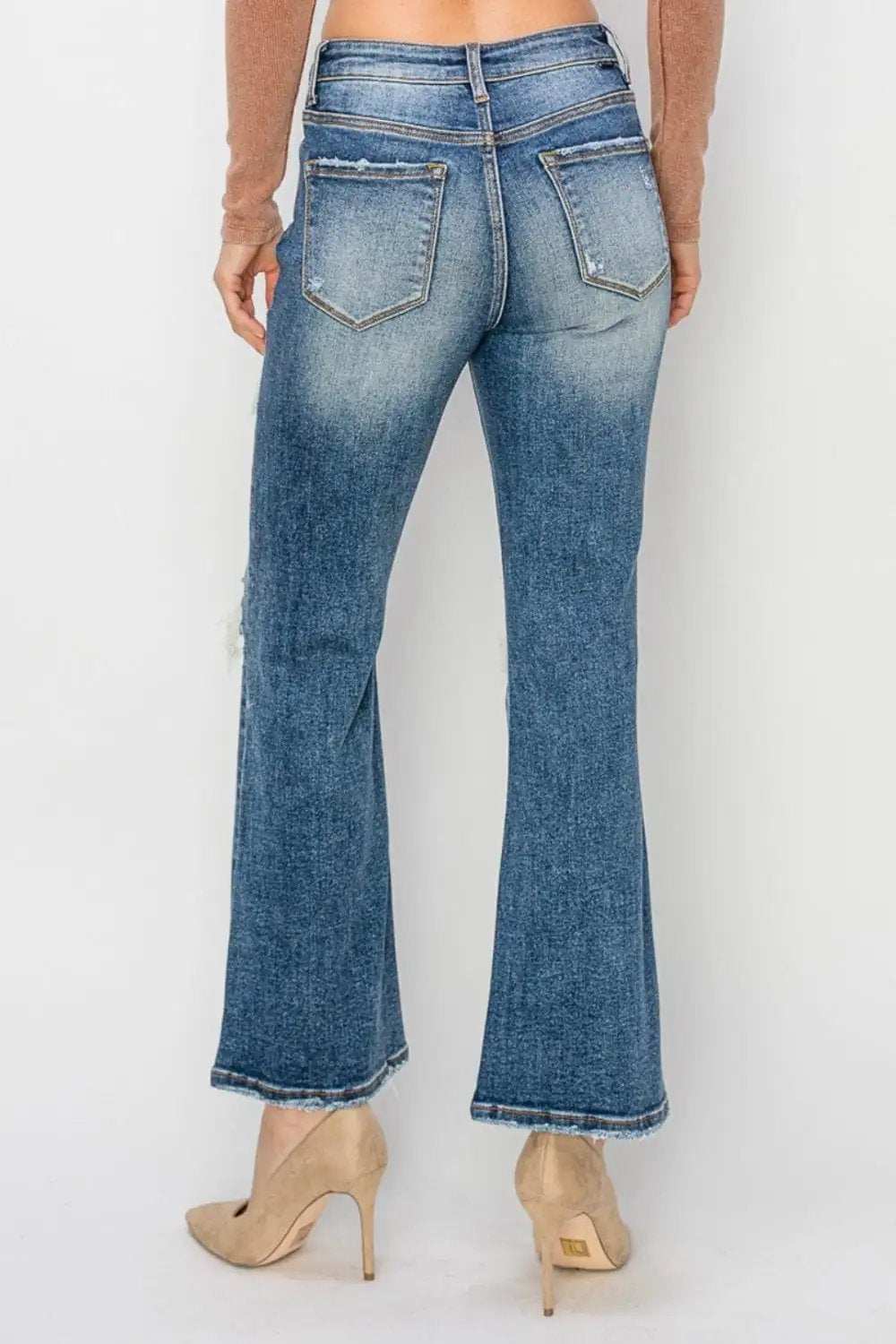 Risen Full Size High Rise Distressed Ankle Flare Jeans - Trendsi - Flyclothing LLC