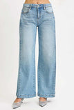 RISEN Mid Rise Wide Barrel Transferable Leg Snap Jeans - Trendsi - Flyclothing LLC