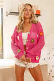 BiBi Flower Patches Open Knit Sweater Cardigan - Trendsi - Flyclothing LLC