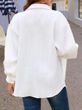 Texture Button Up Long Sleeve Shacket - Trendsi - Flyclothing LLC