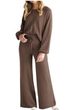 Round Neck Long Sleeve Top and Pants Set - Trendsi - Flyclothing LLC