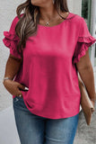 Plus Size Ruffled Round Neck Short Sleeve Blouse - Trendsi - Flyclothing LLC