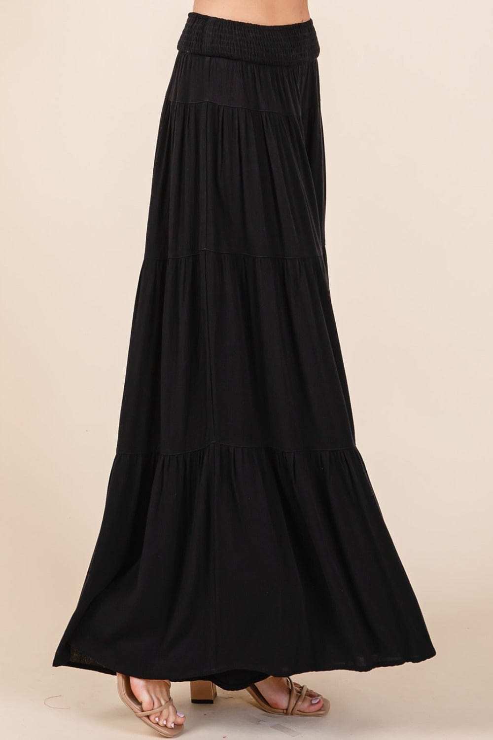 Mittoshop Tier Detail Smocked Elastic Waist Wide Leg Pants - Trendsi - Flyclothing LLC