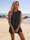 Slit Round Neck Top and Shorts Set - Trendsi - Flyclothing LLC