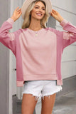 Contrast Round Neck Long Sleeve Sweatshirt - Trendsi - Flyclothing LLC