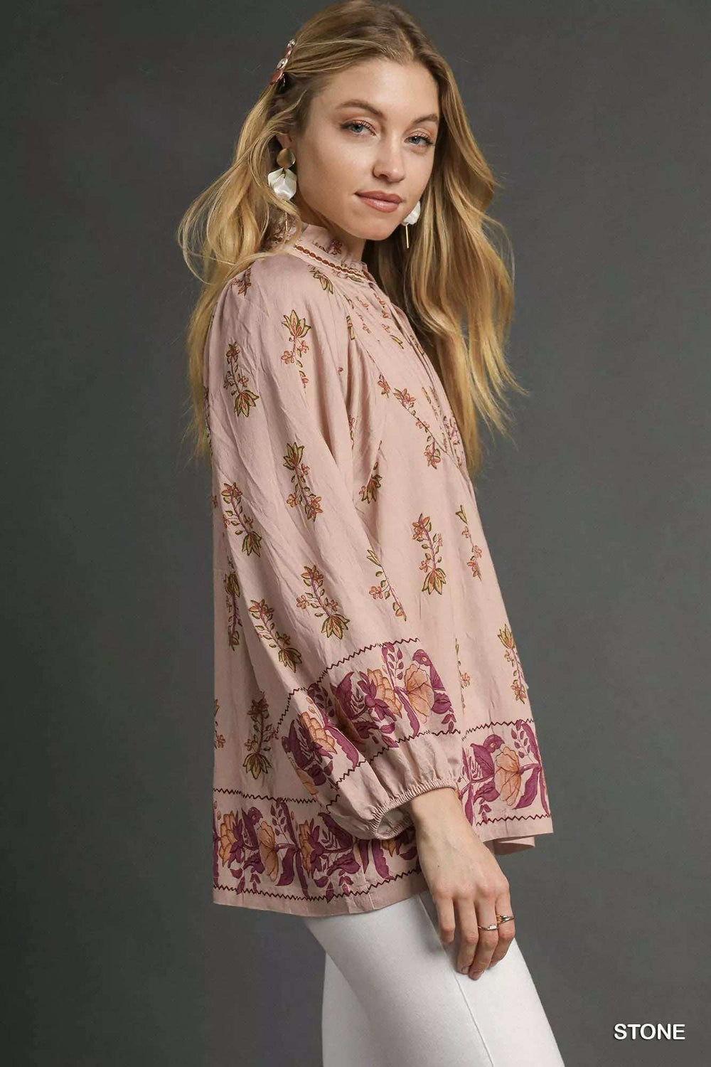 Umgee Floral Boho Peasant Blouse - Trendsi - Flyclothing LLC