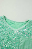 Layered Sequin V-Neck Half Sleeve Top - Trendsi - Flyclothing LLC