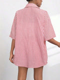 Striped Button Up Shirt and Shorts Set - Trendsi - Flyclothing LLC
