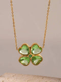 Stainless Steel Zircon Lucky Clover Pendant Necklace - Trendsi - Flyclothing LLC