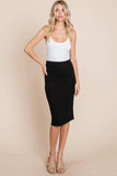 BOMBOM Elastic Waist Pencil Skirt - Trendsi - Flyclothing LLC