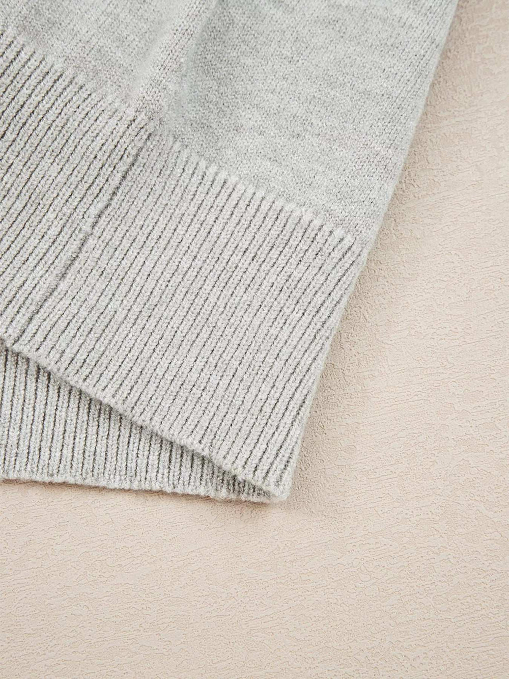 Button Keyhole Lace Patchwork Drop Shoulder Sweater - Trendsi - Flyclothing LLC