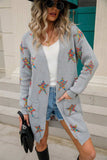 Angel Wings Star Open Front Long Sleeve Cardigan - Trendsi - Flyclothing LLC