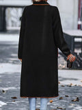 Full Size Contrast Trim Long Sleeve Coat with Pockets - Trendsi - Flyclothing LLC