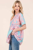 BOMBOM Floral Babydoll Tunic Top - Trendsi - Flyclothing LLC