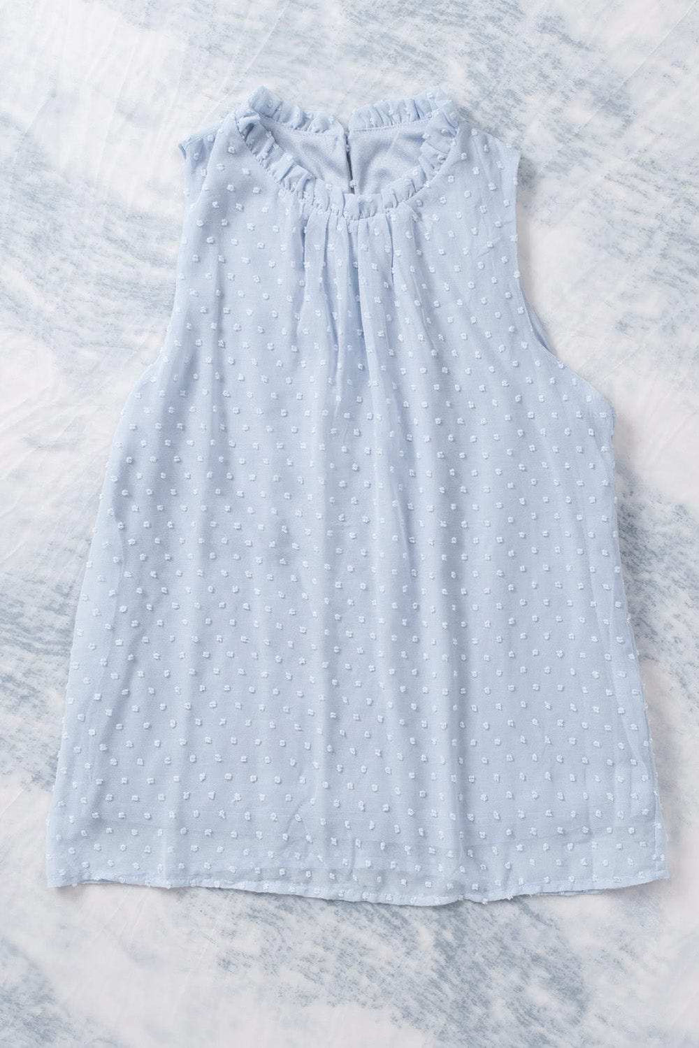 Frill Swiss Dot Round Neck Tank - Trendsi - Flyclothing LLC