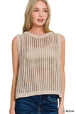 Zenana Acid Washed Fishnet Sweater Vest - Trendsi - Flyclothing LLC