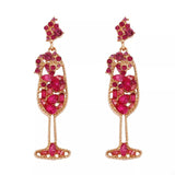 Champagne Glass Rhinestone Dangle Earrings - Trendsi - Flyclothing LLC