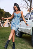 Tied Tie-Dye Sleeveless Mini Cami Dress - Trendsi - Flyclothing LLC