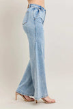 Judy Blue Full Size High Waist Wide Leg Jeans with Skewed Inseam Plus Size - Trendsi - Flyclothing LLC