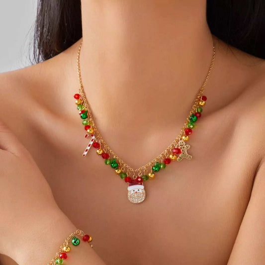 18K Gold-Plated Christmas Charm Necklace - Trendsi - Flyclothing LLC