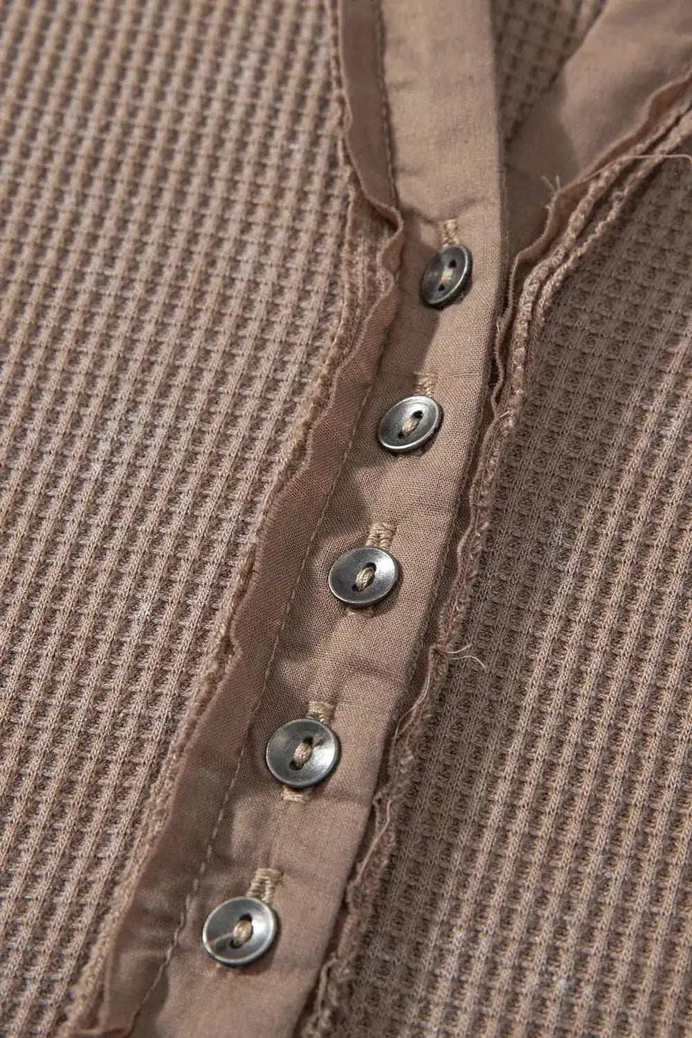 Notched Long Sleeve Top - Trendsi - Flyclothing LLC