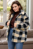 Plus Size Plaid Button Up Long Sleeve Coat - Trendsi - Flyclothing LLC