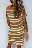 Openwork Stripe Sleeveless Sweater Dress - Trendsi - Flyclothing LLC
