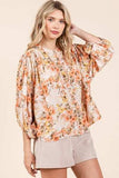 Mittoshop Flower Print Batwing Sleeve Button Down Blouse - Trendsi - Flyclothing LLC