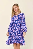 Double Take Full Size Printed Ruffle Hem Dress with Pocket - Trendsi - Flyclothing LLC