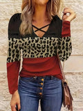 Crisscross Color Block Long Sleeve T-Shirt - Trendsi - Flyclothing LLC