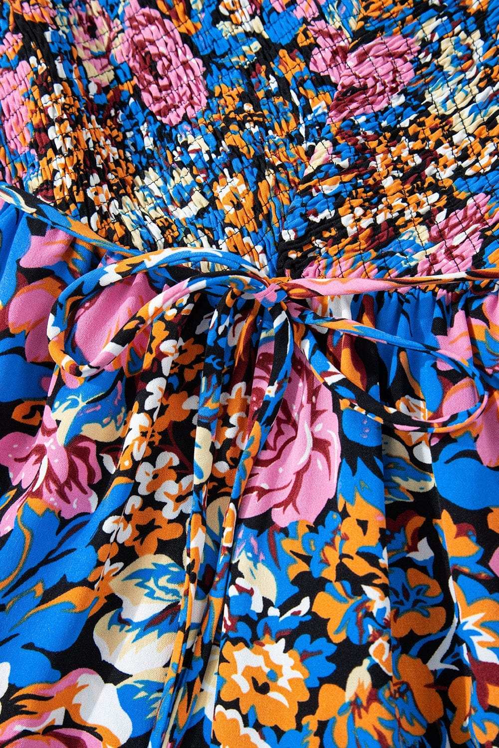 Floral Smocked Spaghetti Straps Wide Leg Jumpsuit - Trendsi - Flyclothing LLC