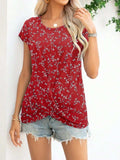 Printed Round Neck Short Sleeve T-Shirt - Trendsi - Flyclothing LLC