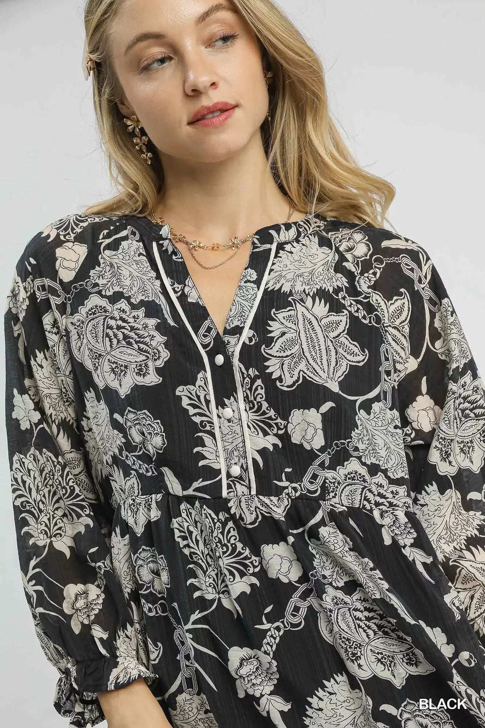 Umgee Floral Print Boho Midi Dress - Trendsi - Flyclothing LLC