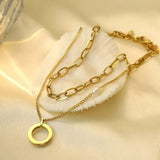 18K Gold-Plated Double Layered Necklace - Trendsi - Flyclothing LLC