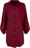 Button Down Long Sleeve Shirt Dress - Trendsi - Flyclothing LLC