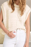 Cable-Knit Round Neck Sweater Vest - Trendsi - Flyclothing LLC