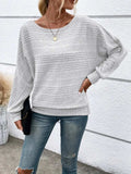 Full Size Round Neck Long Sleeve Top - Trendsi - Flyclothing LLC