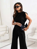 Slit Ruched Top and Wide Leg Pants Set - Trendsi - Flyclothing LLC