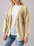 Button Down V-Neck Long Sleeve Cardigan - Trendsi - Flyclothing LLC