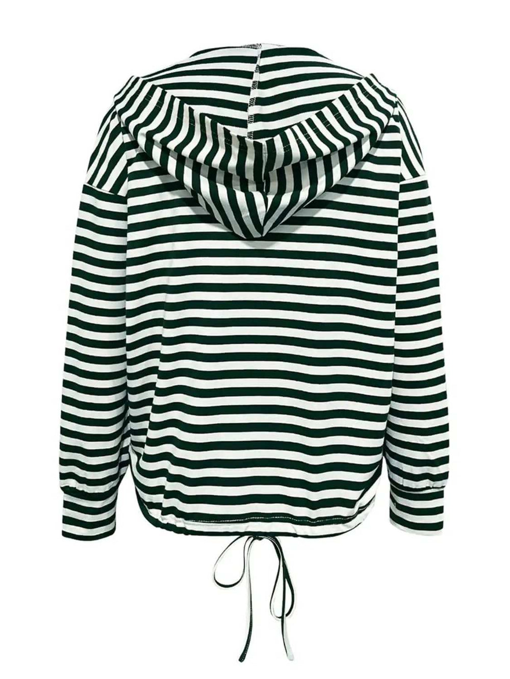 Drawstring Striped Long Sleeve Hoodie - Trendsi - Flyclothing LLC