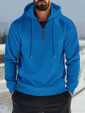 Men's Full Size Quarter Zip Long Sleeve Drawstring Hoodie Plus Size - Trendsi - Flyclothing LLC