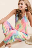 BiBi Tie Dye French Terry Mid-Length Casual Jumpsuit - Trendsi - Flyclothing LLC