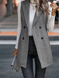Buttoned Collared Neck Longline Vest Coat - Trendsi - Flyclothing LLC