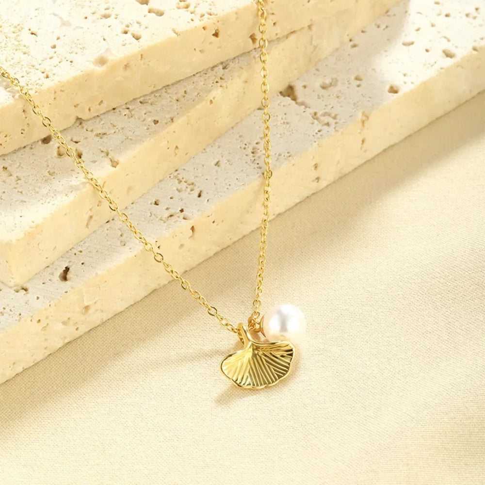 Pearl & Shell Pendant Necklace - Trendsi - Flyclothing LLC