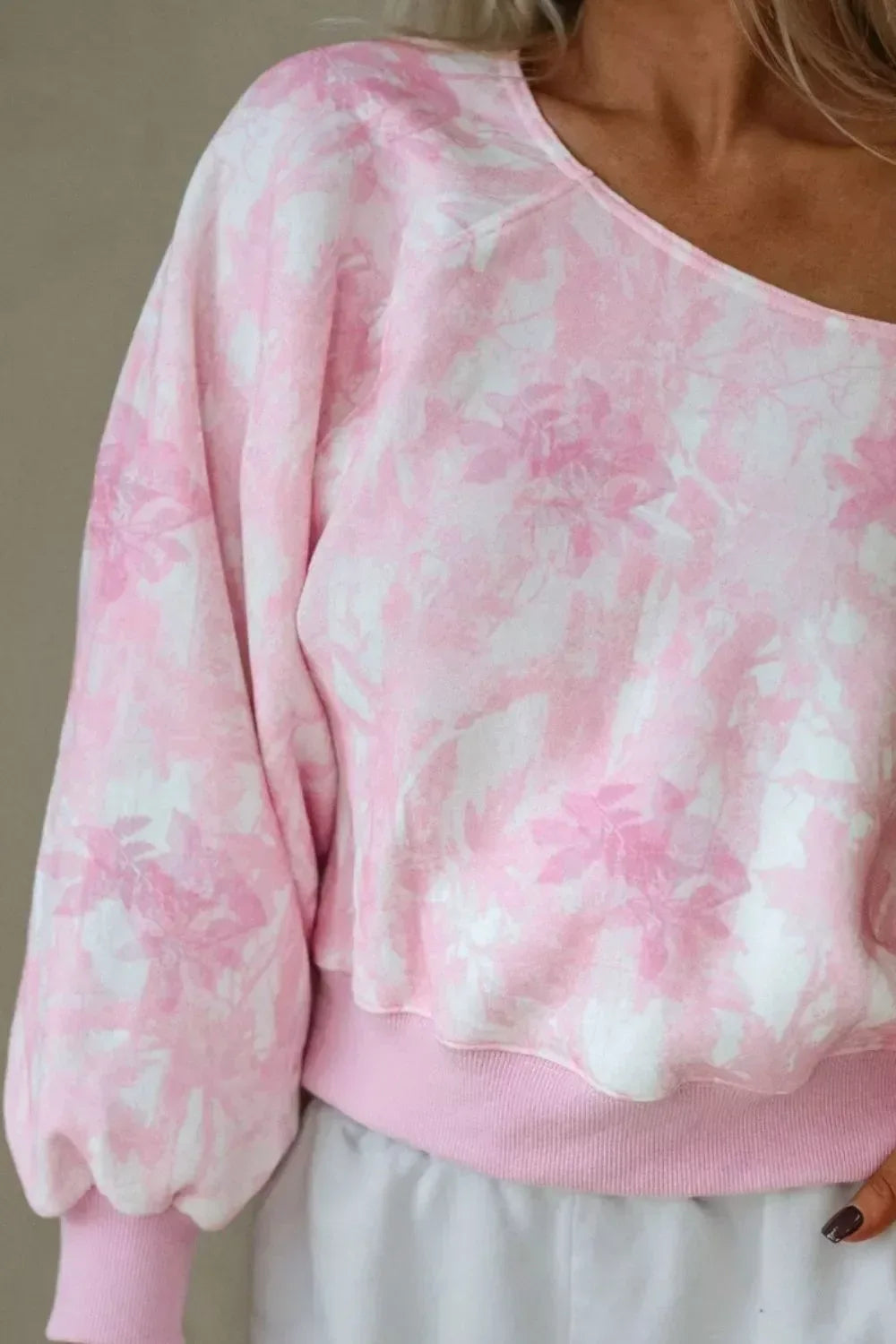 Floral Print One-Shoulder Oversized Sweatshirt - Trendsi - Flyclothing LLC