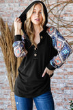 Heimish Half Button Printed Long Sleeve Hooded Top - Trendsi - Flyclothing LLC