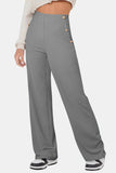 Decorative Button High Rise Pants - Trendsi - Flyclothing LLC