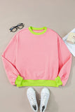 Contrast Round Neck Long Sleeve Sweatshirt - Trendsi - Flyclothing LLC